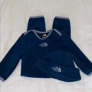 The North Face fleece romper with matching hat
